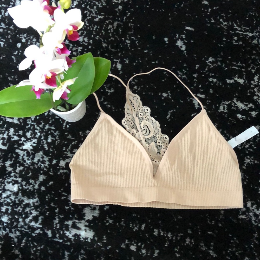 Urban Outfitters Nude Bra Crop Top out from under